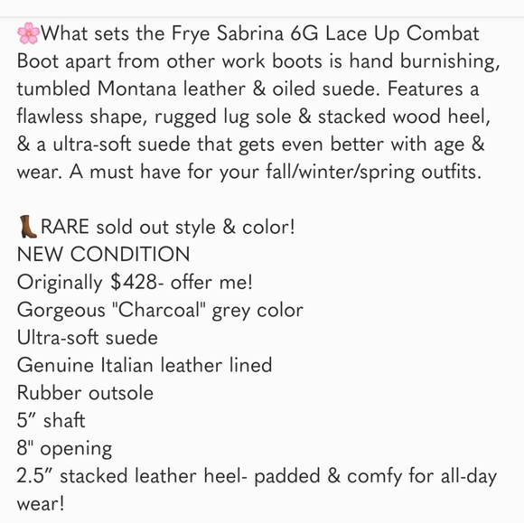 Frye Sabrina 6G Lace  Up Combat Boot - Picture 9 of 9